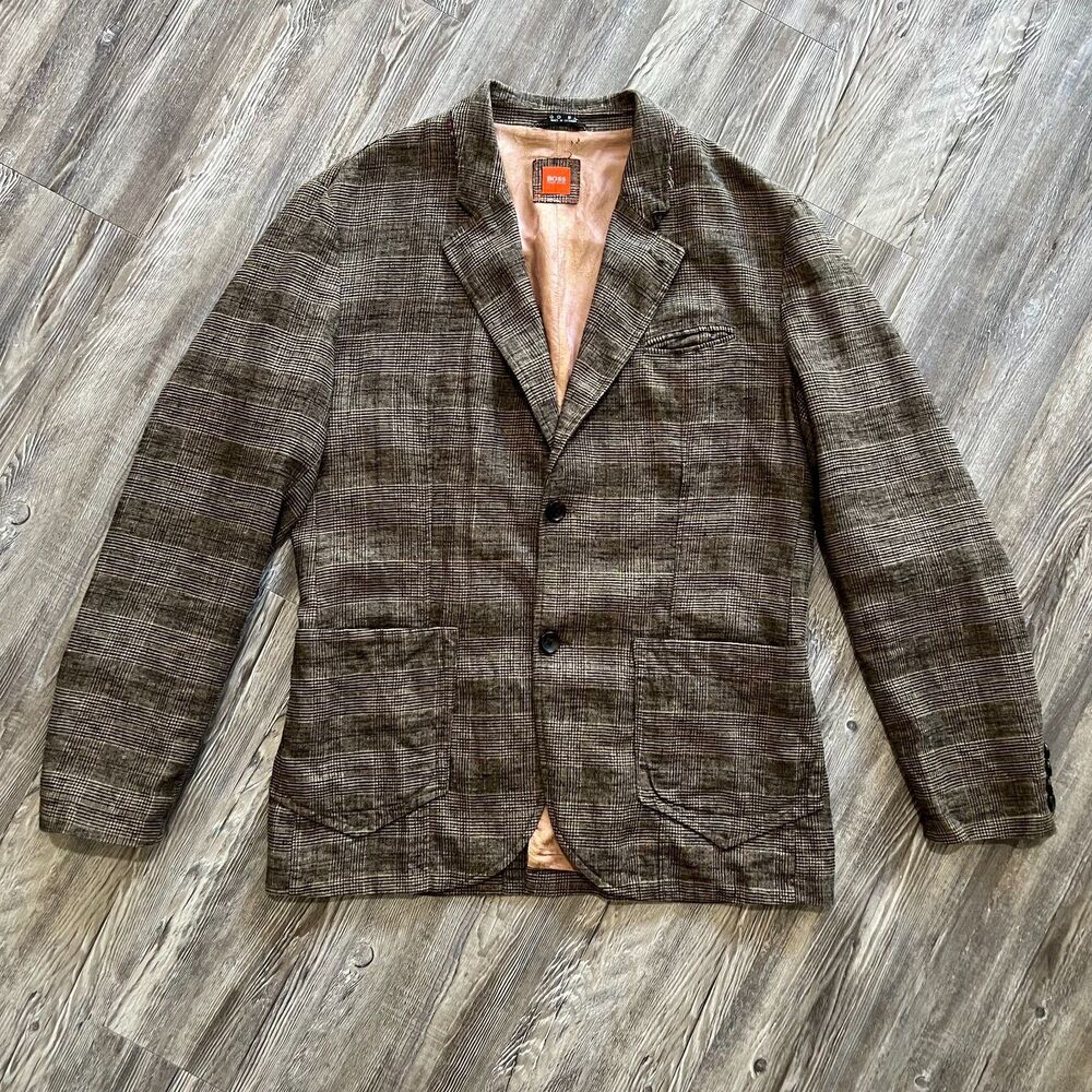 Hugo Boss Wool Glen Plaid Blazer 44R Handcrafted Ukraine Designer Sport Coat